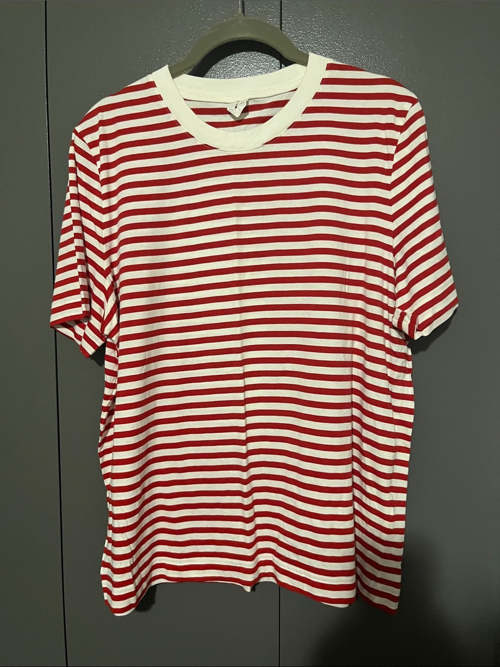 Arket Red & White Striped Crewneck T-Shirt